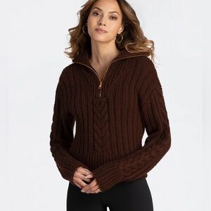525 America Rich Brown WOMEN'S 525 AMERICA | COZY KNIT ZIP SWEATER | MINK